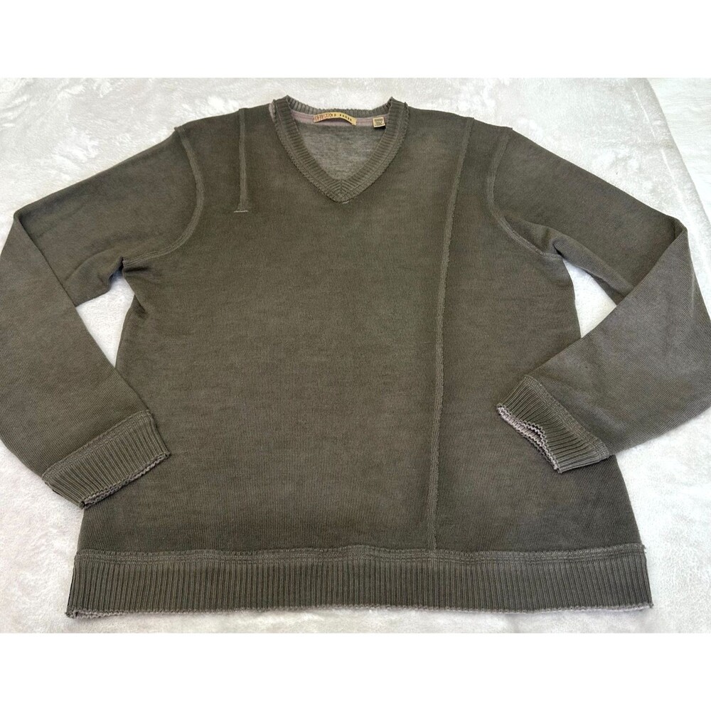 Ted Baker Men Taupe 100% Wool Deconstructed Exposed Seams V-Neck Sweater Sz 6/XL
